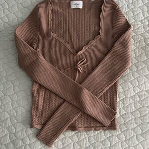 Aritzia Brown Ribbed Crop Top